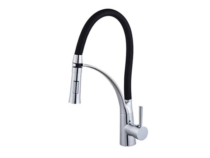 Wasserhahn Küche - Küchenarmatur Mit Flexibler Silikonschlauch, Messing Einhebel 360° Schwenkbar Spültischarmatur Mischbatterie Mit 2 Strahlarten, Flexibler Auslauf Armatur Küche, Chrom