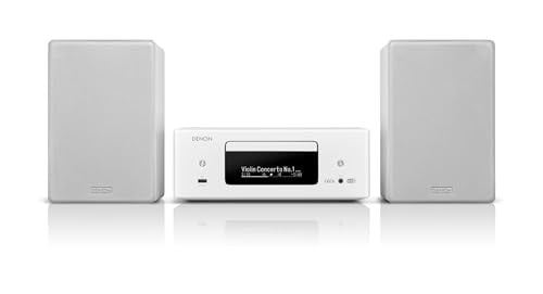 Denon CEOL N-12DAB HiFi-systeem met CD-speler, Muziekstreaming, HEOS Multiroom, Bluetooth, WiFi, AirPlay 2, Alexa-compatibel, 2 Optische TV-ingangen, DAB+ Radio - Wit