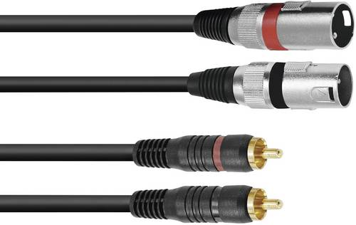 Omnitronic 3022522B XLR Adapterkabel [2x XLR-Stecker 3 polig - 2x Cinch-Stecker] 1.00m Schwarz
