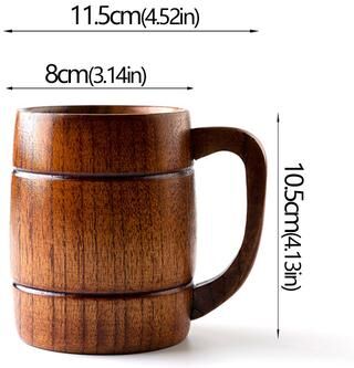 Multisell Products Hub Wooden Cups Handmade, Jujube Wood Handle, Coffee Milk Tea Mug, Natural Bar Drinkware a