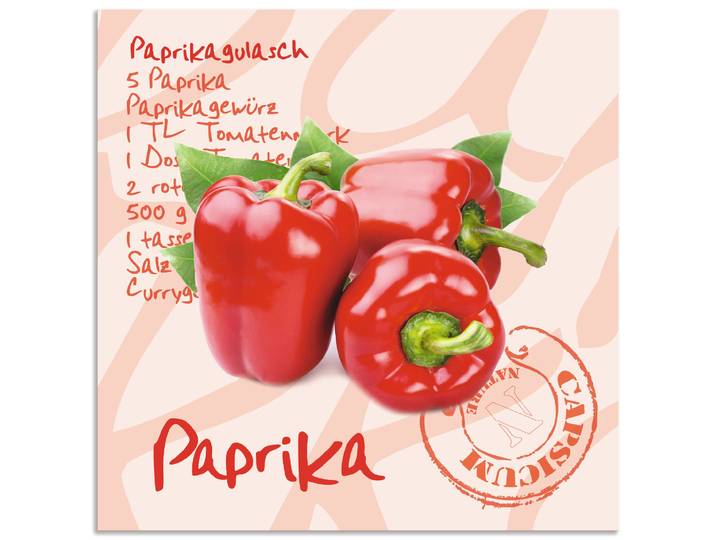 Alu-Dibond-Druck ARTLAND Paprika liegt auf weissen Untergrund , rot (farbe bild(er): rot), B:30cm H:30cm, Bilder, Alu-Dibond-Druck, für Innen- und Aussenbereich geeignet, Outdoorbild