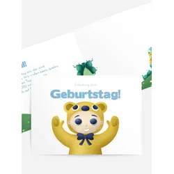 Geburtstagseinladung selbst gestalten mit Spruch und Fotos im Onlinedesigner bei Meine-Kartenmanufaktur.de