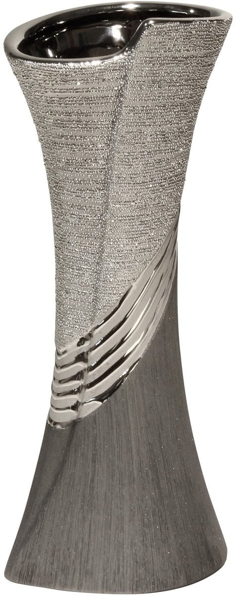 Modern decoratief keramisch vaasje in grijs/zilver