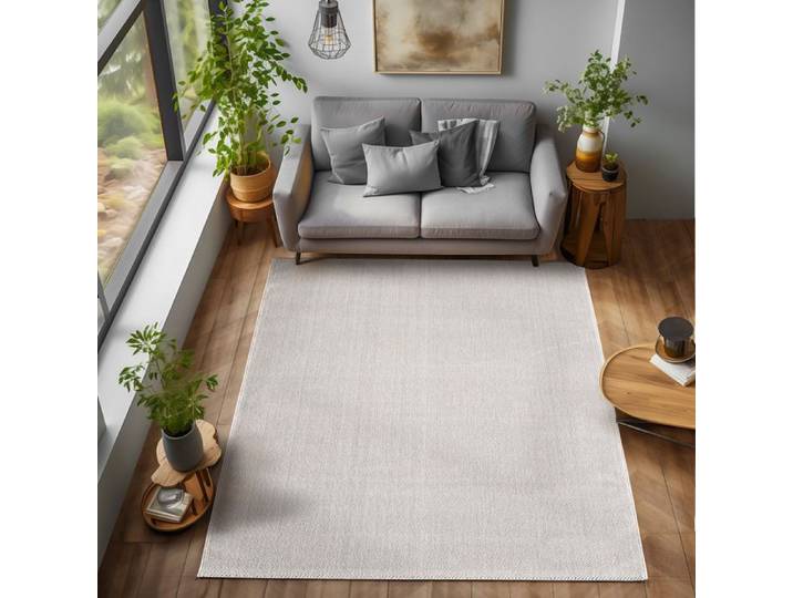 Tapis de salon - NAZAR RUGS - MORELIA - Crème - Effet bouclé - D 200 cm