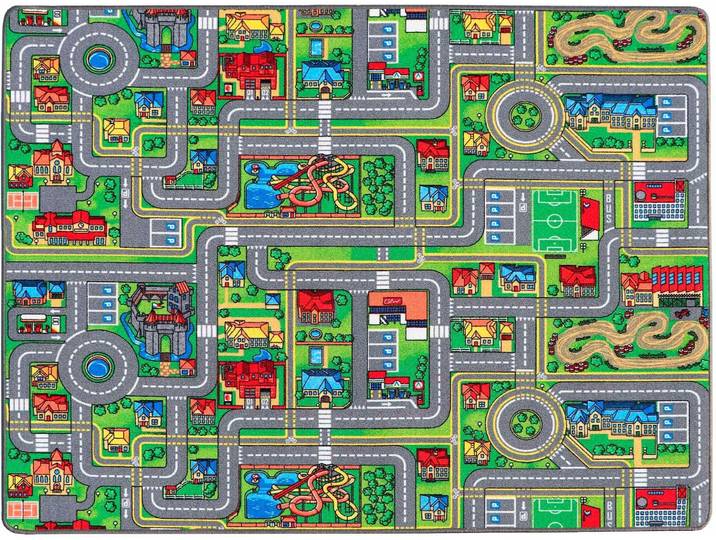 Kinderteppich Spielteppich STREETS, Made in Belgium , bunt, B:140cm H:5mm L:200cm, Polyamid, PRIMAFLOR-IDEEN IN TEXTIL, Teppiche, Kinderteppich, Strassen-Teppich, Strassenbreite ca. 9 cm, Kinderzimmer