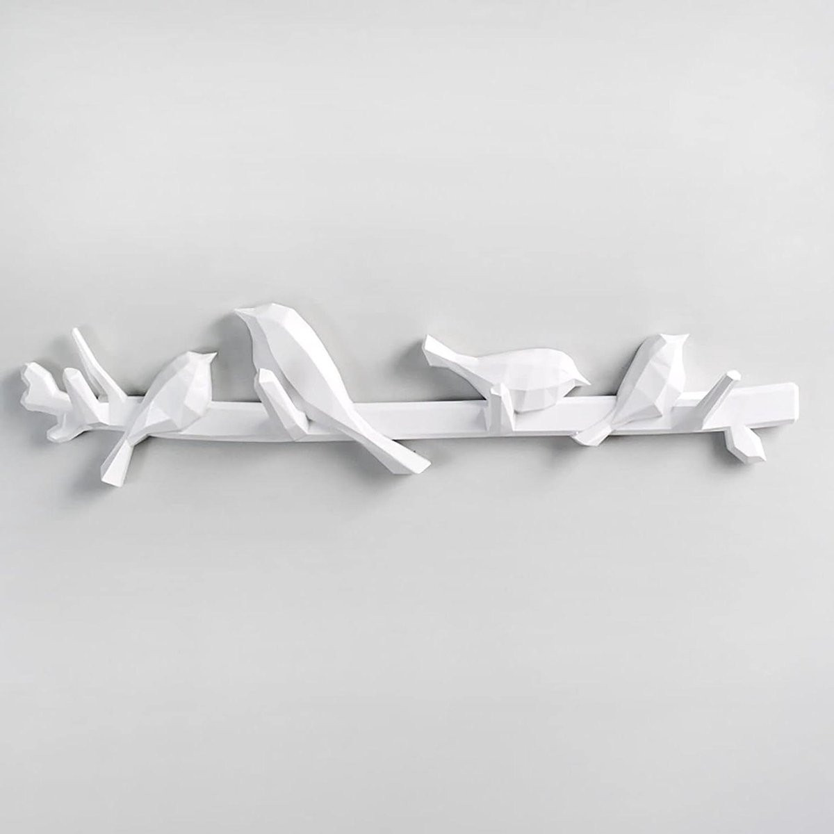 Decoratieve Wandhaak met Vogel Design in Wit - Wanddecoratie van Hars