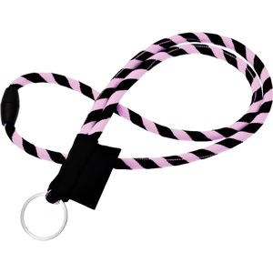 Webbomb Schlüsselband Tubular, rosa/schwarz, Textil, Schlüsselring, 47cm, Sicherheitsverschluss