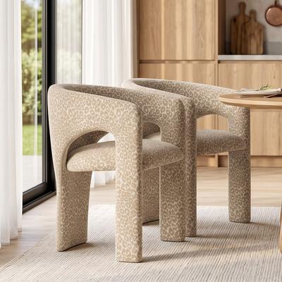 Housely "18"" Seat Height Leopard Print Upholstered Dining Arm Chairs( Set Of 2/4/6)"