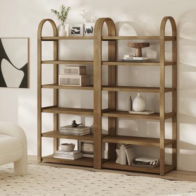 Nathan James Syd 6-Tier Arched Bookcase, Solid Wood Etagere Bookshelf