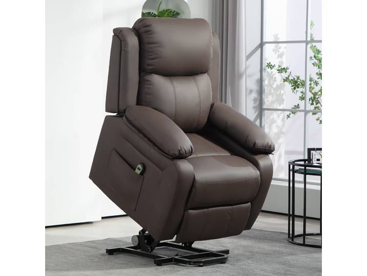 HOMCOM Fauteuil Releveur Électrique Relax avec Repose-Pied Marron