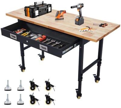 "Garvee 60"" x 22"" Adjustable Height Worktable, Workbench for Office, Garage"