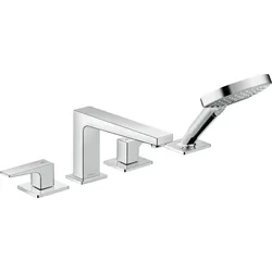 hansgrohe Metropol 4-Loch Einhebel-Wannenrandmischer, Hebelgriffe, Ausladung 196mm, 32552000