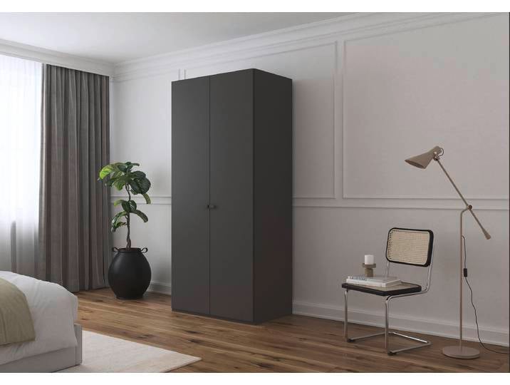 Drehtürenschrank Liora 101cm Grau/Graphit Classic