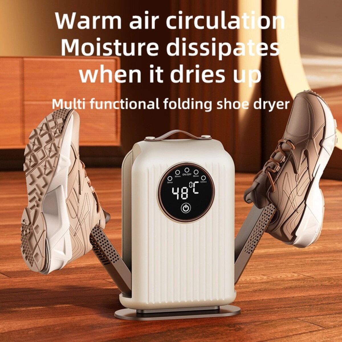 INF Sèche-chaussures électrique pliable à double bras avec commande tactile, minuterie et température constante