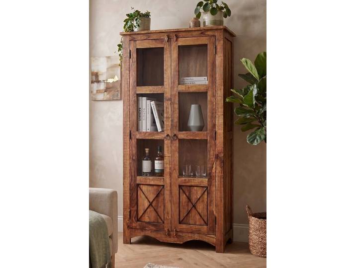 Vitrine 90x180cm 'Cordoba'' Akazie massiv lackiert