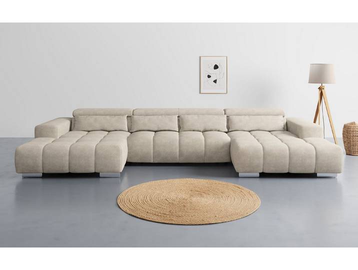COTTA Wohnlandschaft Orion U-Form, B: 400 cm, Kopfteilverstellung & 4 Kissen, optional elektr. Sitztiefenverstellung