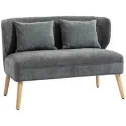 MODFU 2-Sitzer-Sofa mit Chenille-Bezug und Kautschukholzbeinen, Grau, 117x65x78,5 cm