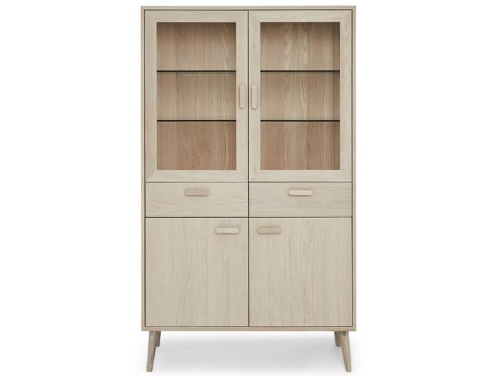 Vitrine Porto 110 cm - Echtholzfurnier Eiche bianco mit LED-Beleuchtung