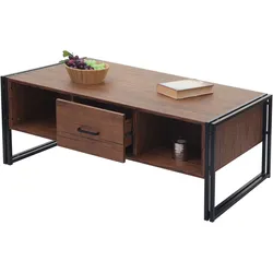 Couchtisch MCW-A27b, Beistelltisch Wohnzimmertisch, 3D-Struktur, 45x110x60cm MVG-zertifiziert, Metall ~ Wildeiche-Optik