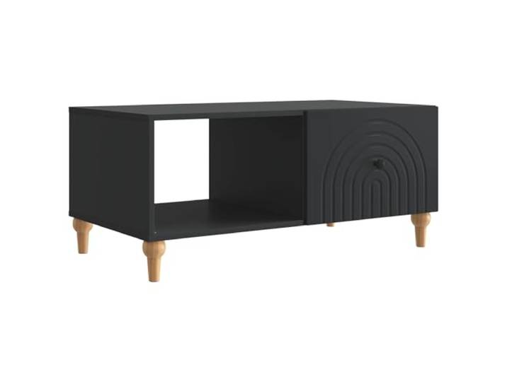 HGFDVCMR Couchtisch Schwarz 90x50x40 cm Holzwerkstoff Wohnzimmertisch Kompakter Sofatisch für Wohnzimmer und Büro: Bietet 2 offene Staufächer für Bücher sowie eine Belastbarkeit bis 60 kg.
