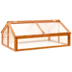 Helloshop26 - Gewächshauszelt für Pflanzen Blumen und Gemüse 114 x 80 x 50 cm braunes Tannenholz 02_0044439