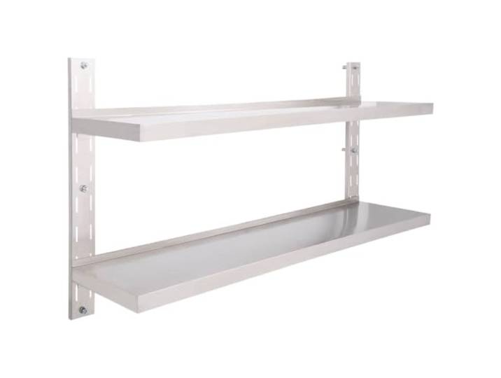 QINXIXINAIXI Wandregal mit 2 Ablagen Edelstahl 150x30 cm 2 Ablagen, Edelstahl, 150x30 cm, 40 kg Tragfähigkeit, Montagezubehör inklusive, Küche, Teller, Geschirr