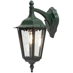 Konstsmide Außen-Wandleuchte FIRENZE DOWN, E27 max. 100W, Grün, Aluminium / Klarglas KON-7212-600