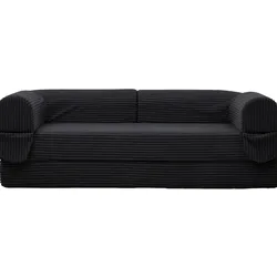MODFU Schlafsofa Cordstoff Schwarz, 2-in-1 Sofa und Doppelbett