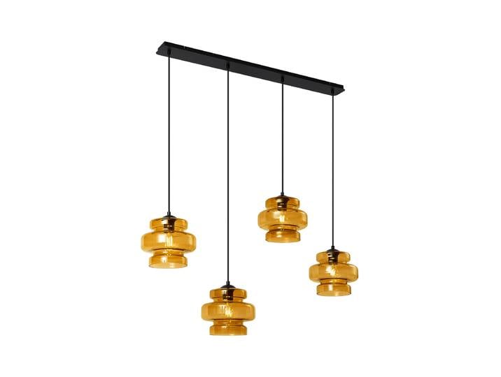 Suspension rétro noire avec verre orange 4 lumières - Denise