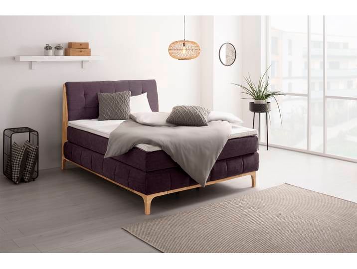 Boxspringbett, 161x216 cm, Polyester, Lila, 7-Zonen-Taschen-Federkern, Modern, OTTO PRODUCTS