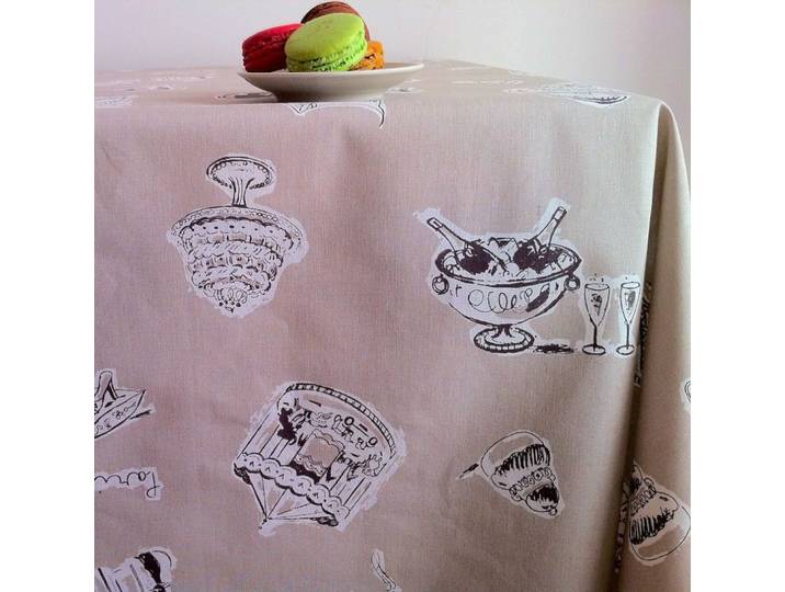 Nappe en coton enduit taupe rectangle 160 x 240 cm