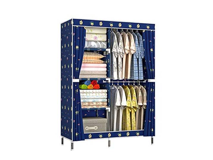 LigedamaiEU Stoff-Kleiderschrank for Kleidung, Stoff, zusammenklappbar, tragbarer Schrank, Aufbewahrungsschrank, Schlafzimmer, Wohnmöbel(D)