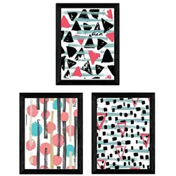 POSTER Set Mit 3 Aquarell Rahmen A3 Schwarzer Rahmen