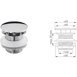 ASW Design Schaftventil 107527 verchromt, mit Überlauf, mit Haube