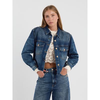 Jeansjacke GANG "94ZOE JACKET", Damen, Gr. S, authentic washed, Denim/Jeans, Obermaterial: 100% Baumwolle, relaxed fit hüftlang, 1-Knopf-Manschette, Jacken Jeansjacke, als Set zur Sarina Long