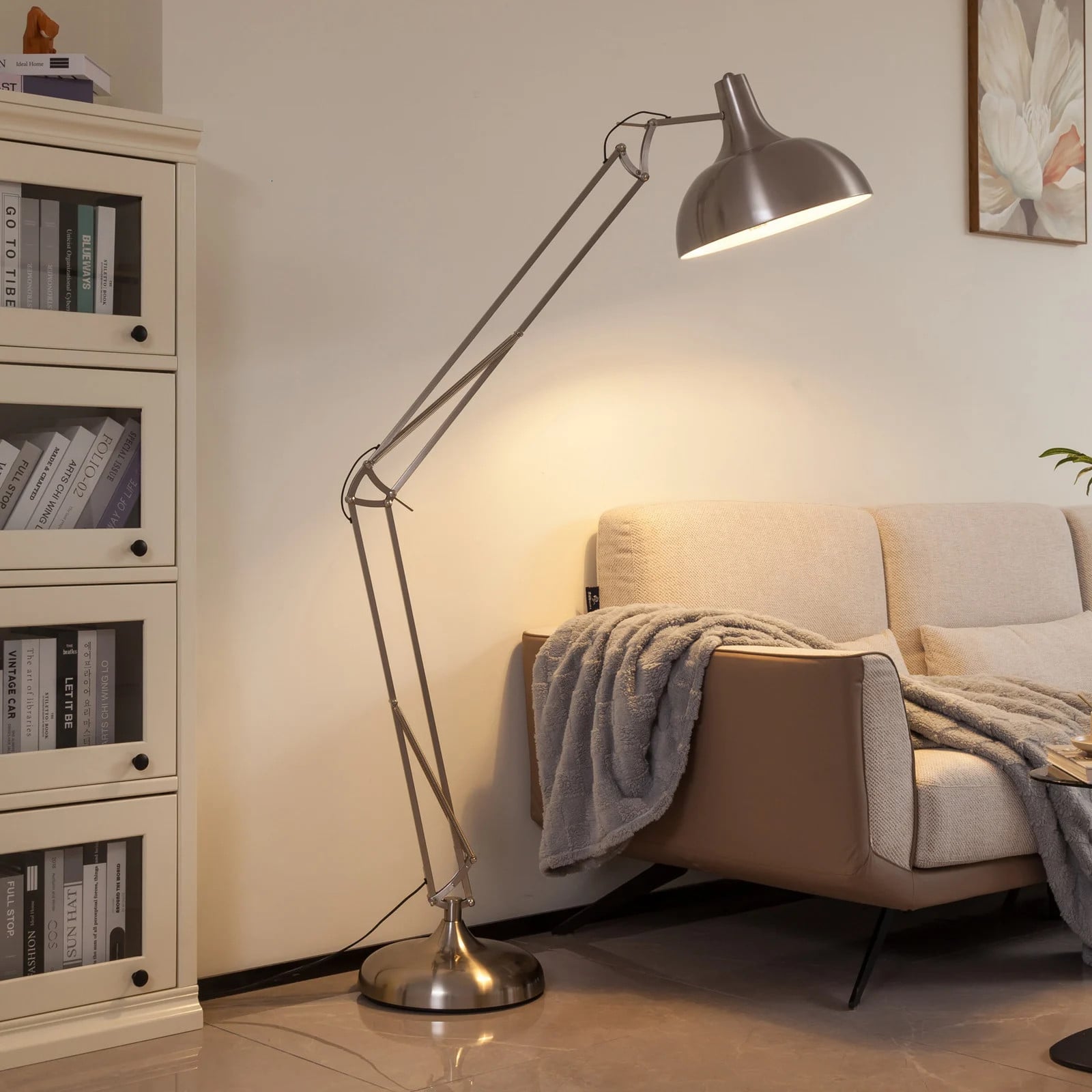 Lindby Leia Vloerlamp - Zilver/Chroom - Modern - Metaal - 180 cm