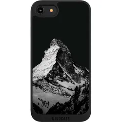 Nivocase Handyhülle für Apple iPhone 8 Hülle NIVOpure Case Schwarz Alpspitze Berg Schnee (Apple iPhone 8), Smartphone Hülle, Schwarz