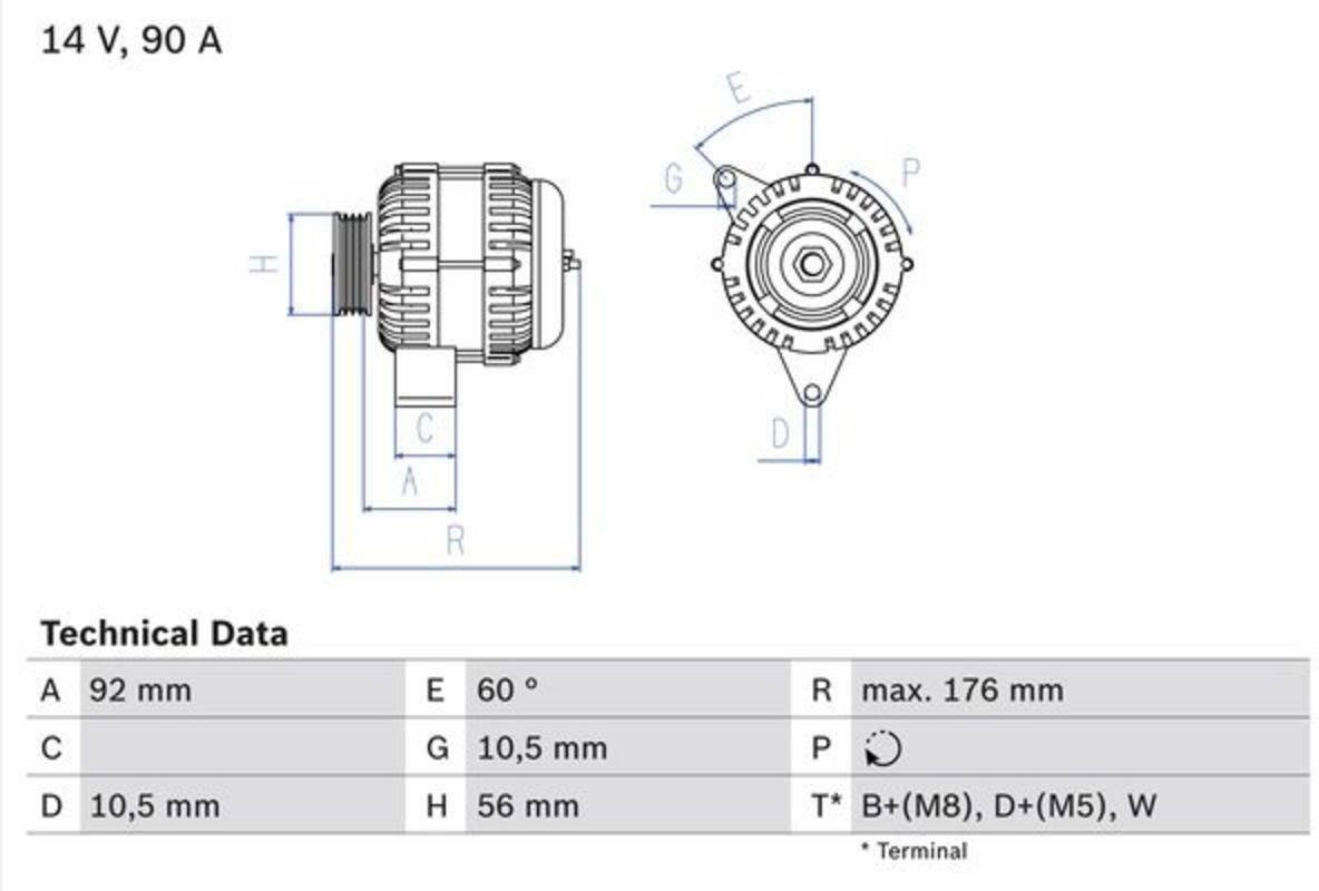 Bosch Generatore di corrente rotante 0 986 038 170