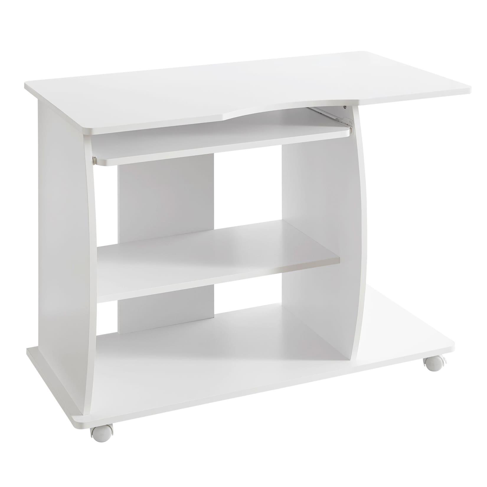 KADIMA DESIGN Laptoptisch Computertisch: 3D-Ecken, Stauraum, 90x50x71 cm, Spanplattenkonstruktion, Rollen.