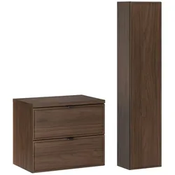 BADMÖBEL 60cm Elias 2er-Set Dunkles Holz