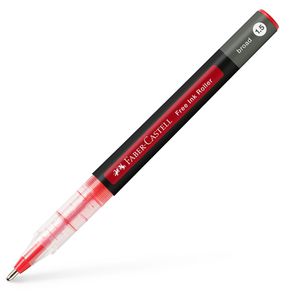 Faber-Castell Tintenroller Free Ink Broad, 348321, Gehäuse schwarz, Strichbreite 0,8mm, Schreibfarbe rot