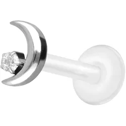 PTFE Labret mit Innengewinde + Titan-Aufsatz MOND + KRISTALL