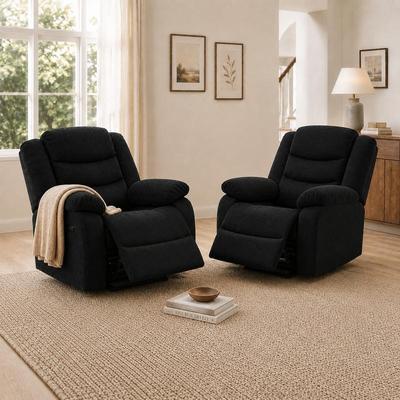 UR livingroom 2-Piece Suede Manual Recliner Chair Set