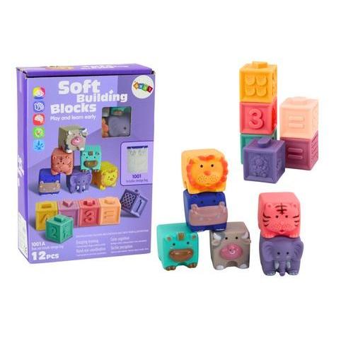Lean Toys Weiche Blöcke, Tiere, bunte Buchstaben, 12 Stück (49676060)