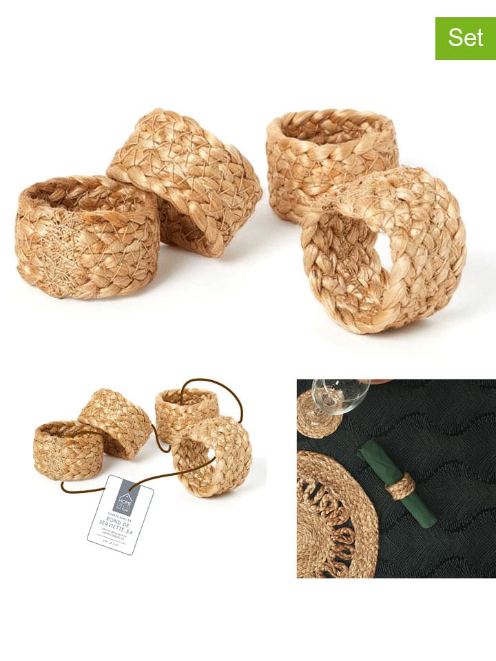 Ethnical Life 4er-Set: Serviettenringe in Beige - Ø 4 cm - onesize