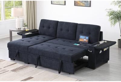 Lilola Home Ashlyn II Dark Gray 84-inch Reversible Sleeper Sectional Sofa