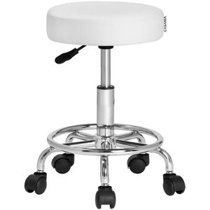 CASARIA Drehhocker 105287, Kunstleder, mit Rollen, mit Fußring, weiß