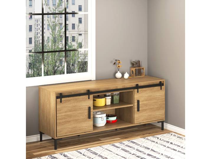 HOMCOM Système de Porte Coulissante Rail Porte Coulissante Accessoire en Acier au Carbone Noir 200 x 0,6 x 18 cm