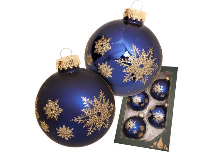 Weihnachtsbaumkugel KREBS GLAS LAUSCHA Weihnachtskugel Schneeflocke blau 7cm , blau, B:7cm H:7cm T:7cm Ø:7cm, Glas, Weihnachtsbaumkugeln, Weihnachtsbaumkugel, Dekoriert mit Liebe zum Detail