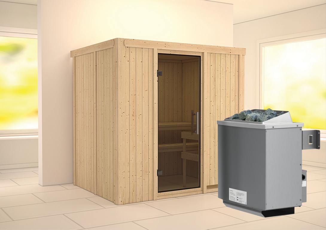 KARIBUHOLZT Sauna Bodin Front,9KW integr. Strg graphitf. GGT 09231405